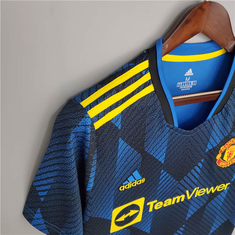 Manchester United 21-22 Kit Third Blue Soccer Jersey Football Shirt - Click Image to Close